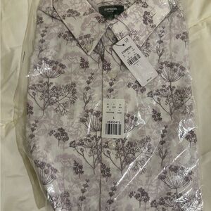 Express Men's Purple Floral Dress Shirt